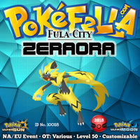 Zeraora • OT: Fula City, Fula, Eolipoli, Mistral • ID No. 100118 • Europe, North America 2018, 2019 Event