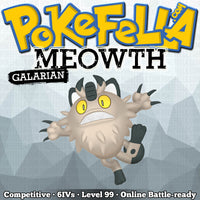 ultra square shiny Galarian Meowth • Competitive • 6IVs • Level 99 • Online Battle-ready